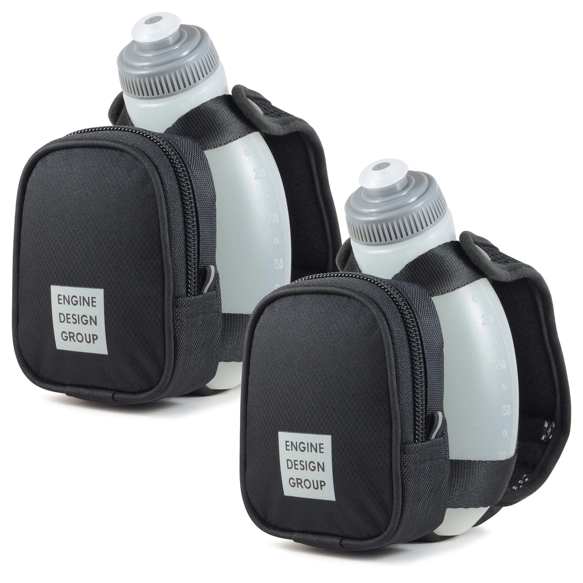 Black 10 oz Handheld Water Bottle with Zippered Pocket (2-Pack) S736931