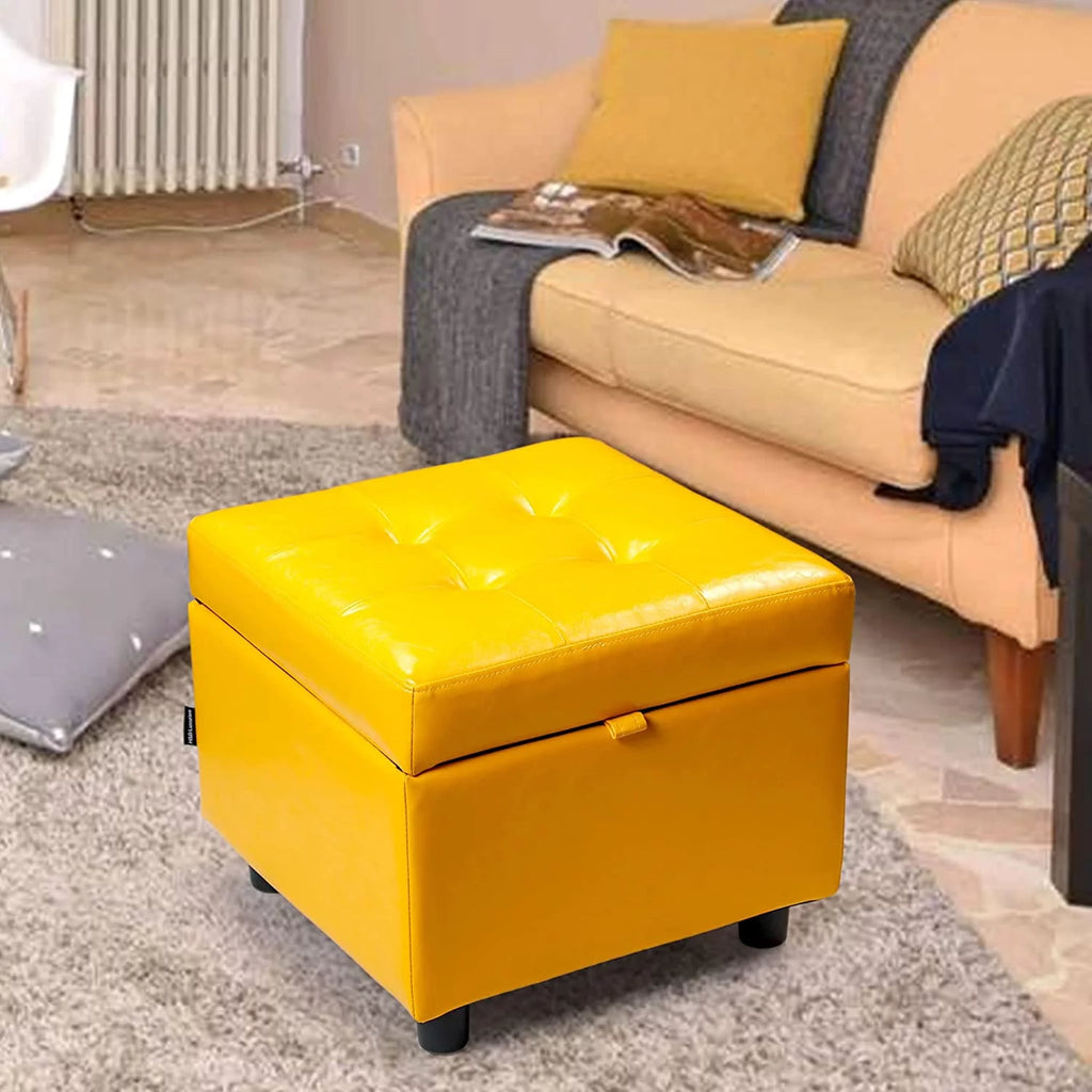 Tufted Leather Storage Ottoman Y57559