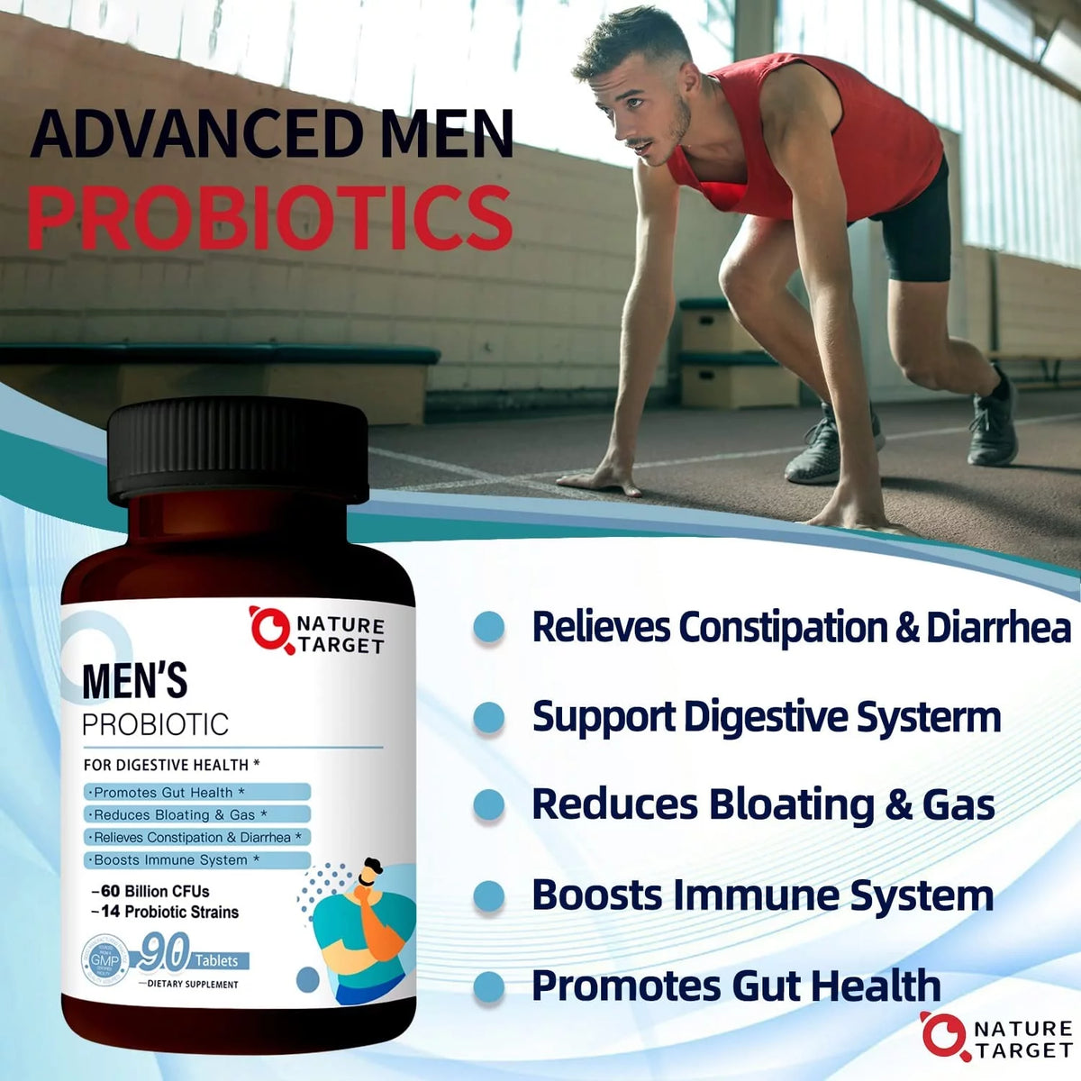Probiotics for Men 60 Billion CFUs 14 Strains 90 Tablets P592725