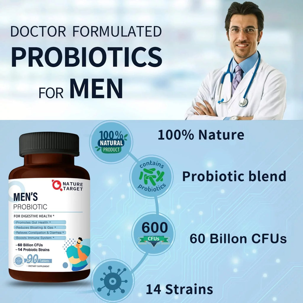 Probiotics for Men 60 Billion CFUs 14 Strains 90 Tablets P592725