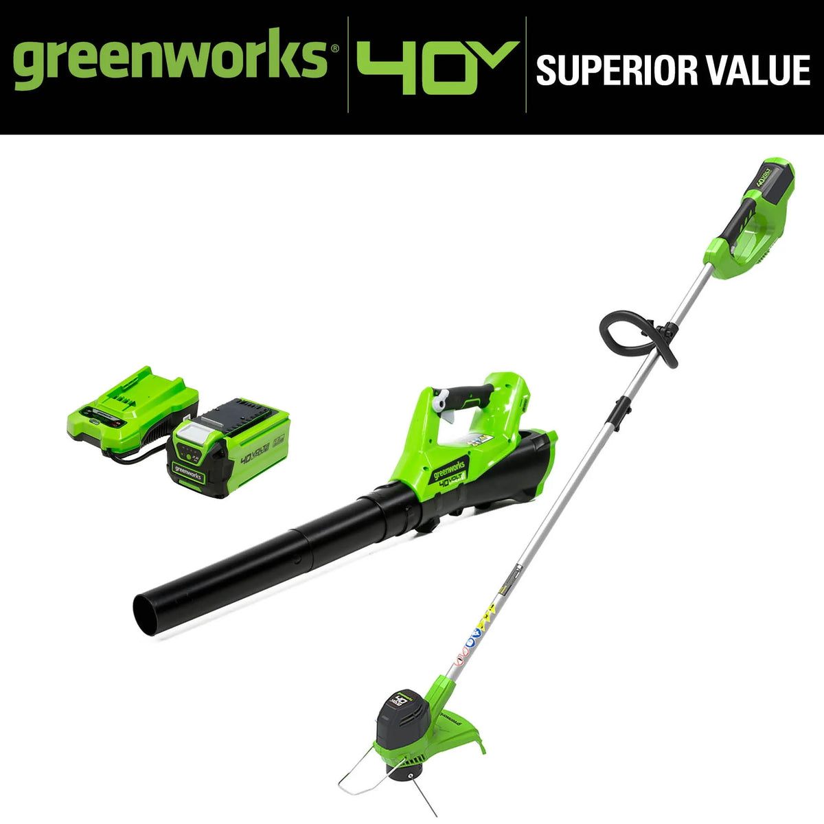 40V String Trimmer Leaf Blower Combo with 2.0 Ah Battery I973985