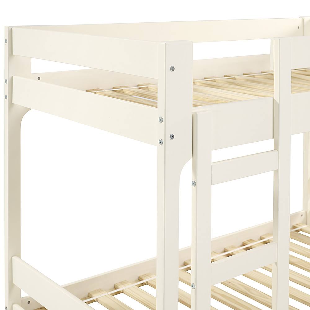 White Solid Wood Twin Over Twin Bunk Bed P649