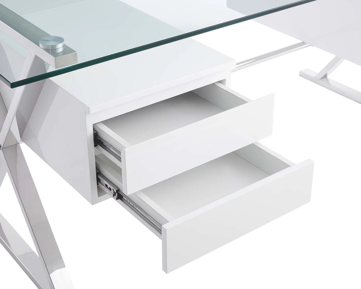 71" Glass Top Office Desk U4182
