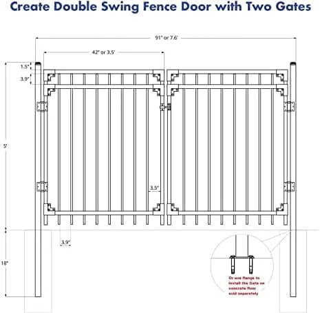 Black Steel Anti-Rust Fence Gate V20802