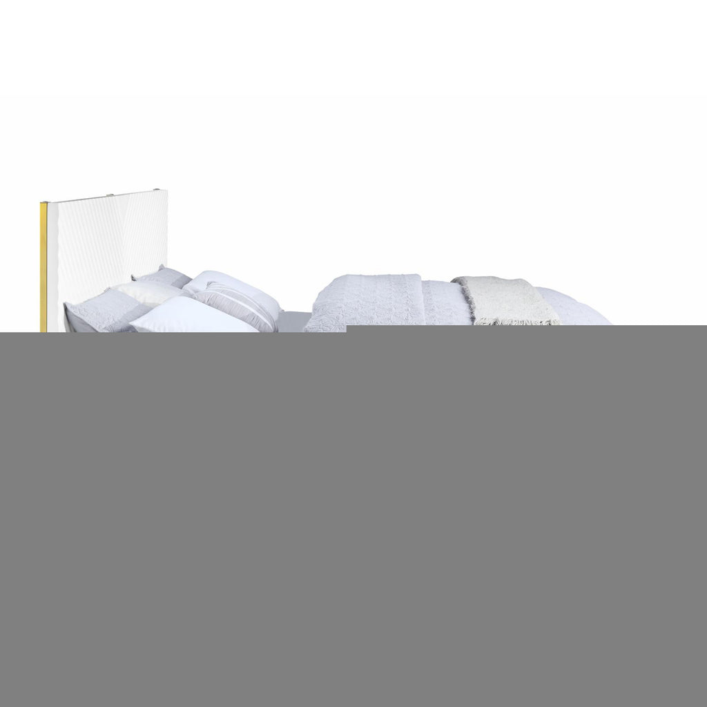 Queen Bed White High Gloss Finish R391434