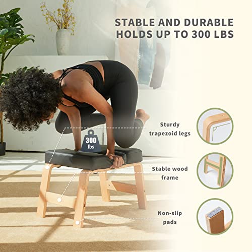 Black Yoga Headstand Bench with Wood and PU Pads G16156