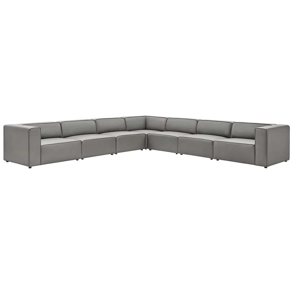 Grey Faux Vegan Leather Sectional Sofa Set I5938