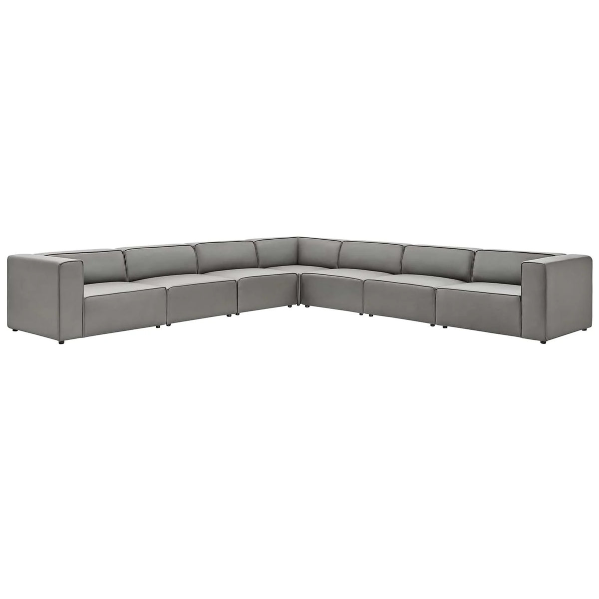 Grey Faux Vegan Leather Sectional Sofa Set I5938
