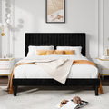 Queen Size Black Velvet Upholstered Platform Bed Frame P440248