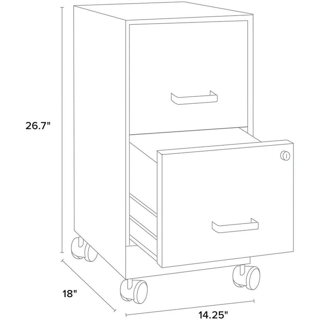 18" 2 Drawer Mobile Metal File Cabinet - Black Q52750
