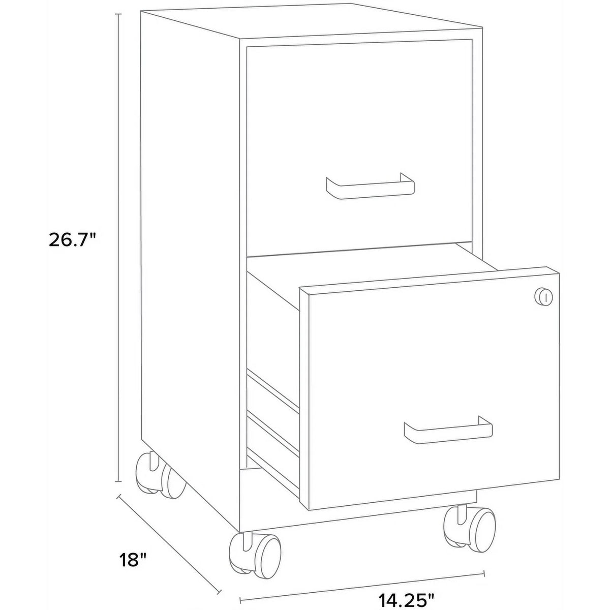 18" 2 Drawer Mobile Metal File Cabinet - Black Q52750