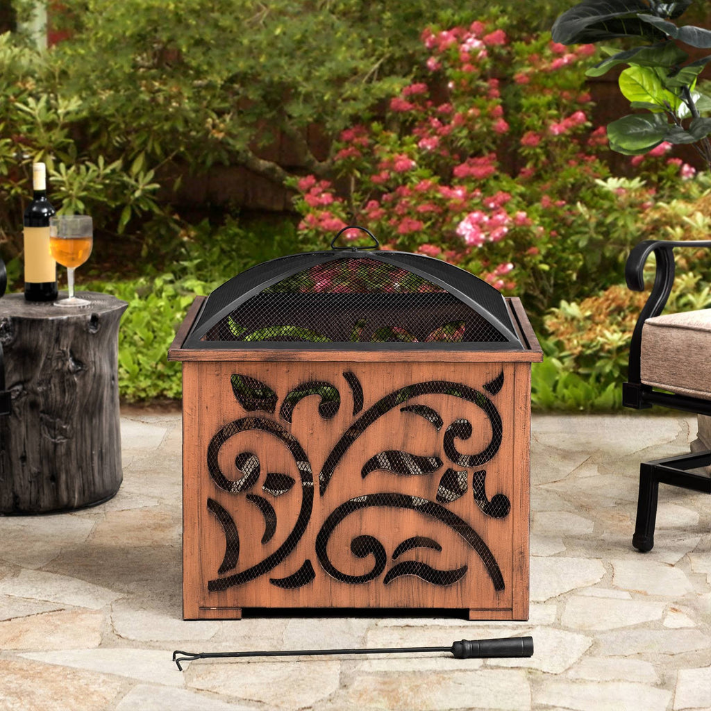 26 in. Square Wood Burning Firepit Z646086