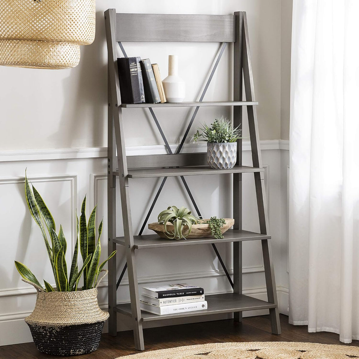 Brown 4 Shelves Wood Bookcase N4921