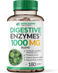 Organic Plant-Based Digestive Enzymes with Prebiotics & Probiotics, 180 Capsules Q6817