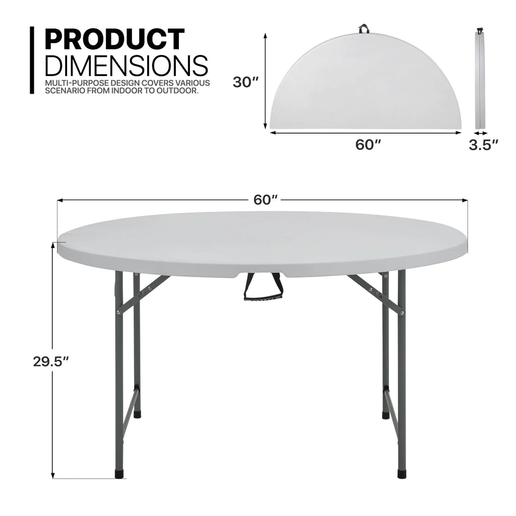 11 Pieces 5 Ft Plastic Folding Table Set with 10 Black Folding Chairs X2929
