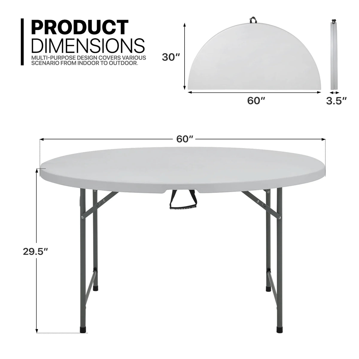 11 Pieces 5 Ft Plastic Folding Table Set with 10 Black Folding Chairs X2929