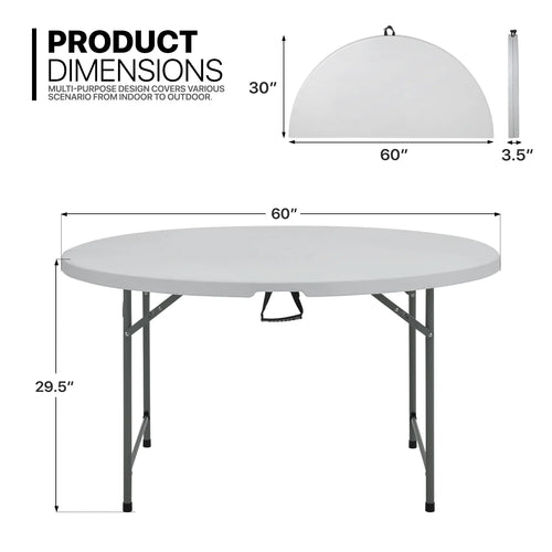 11 Pieces 5 Ft Plastic Folding Table Set with 10 Black Folding Chairs X2929