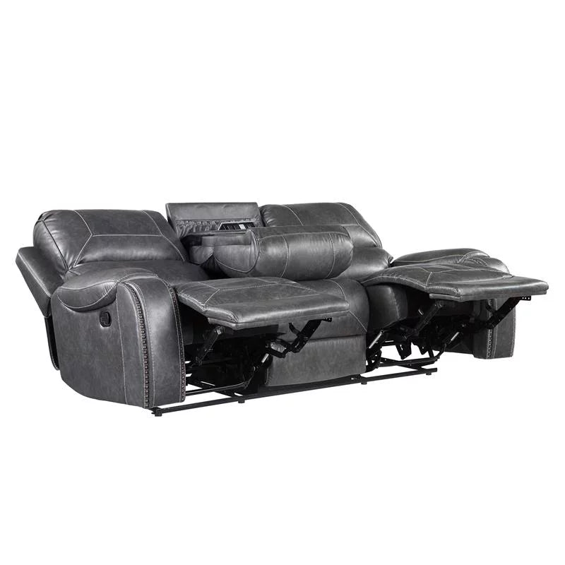 Gray Faux Leather Manual Reclining 3-Piece Motion Set S771760