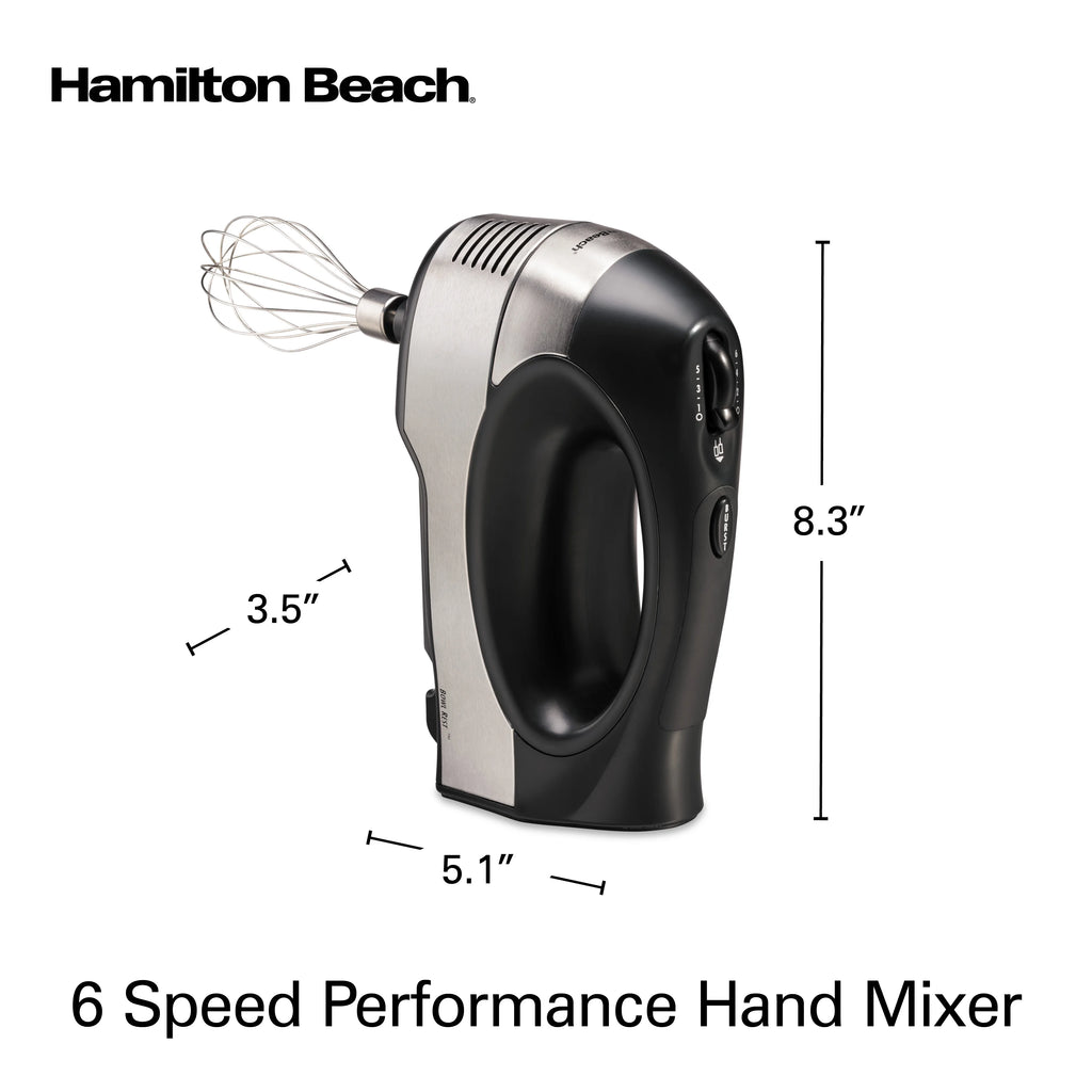6 Speed Hand Mixer, Stainless Steel, 5 Attachments H2847