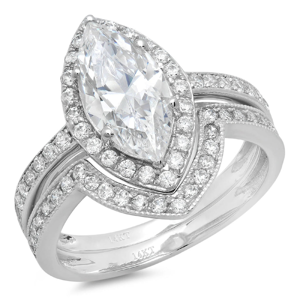 18K White Gold Halo Diamond Engagement Ring Y11455