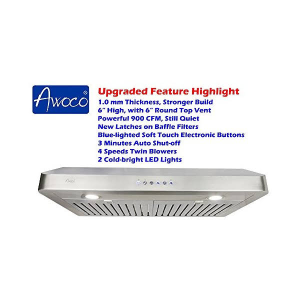 Stainless Steel Under Cabinet Range Hood with 2 LED Lights S8123