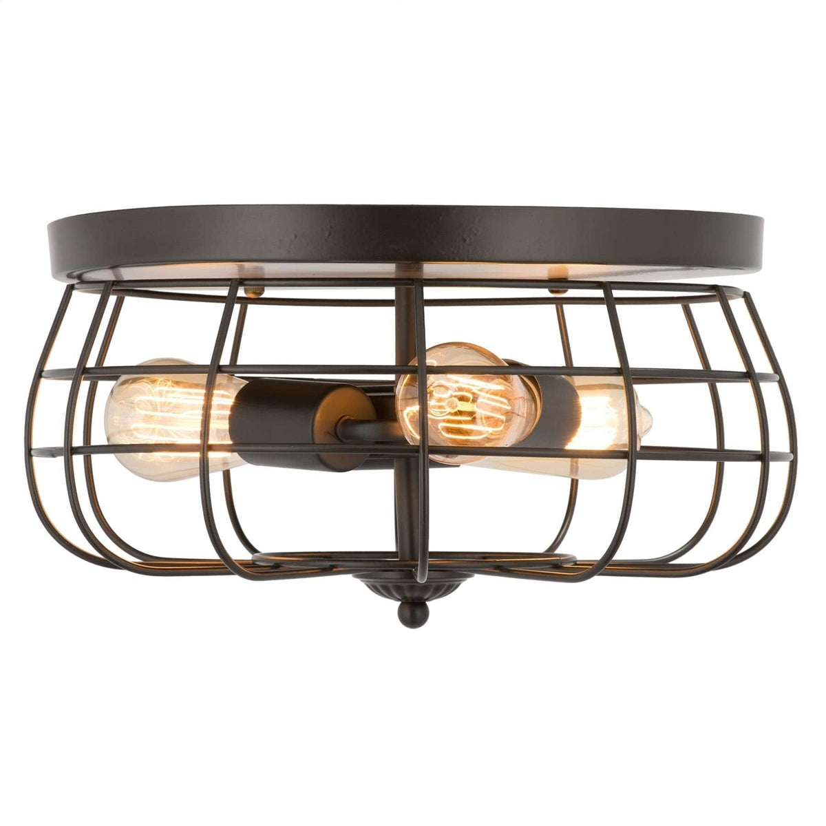 Industrial 3-Light Oil Rubbed Bronze Flush Mount L128602