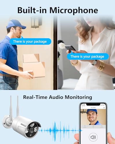 2K 3.0MP Wireless Security Camera System with 2TB Hard Drive, 4Pcs Outdoor WiFi Security Cameras P223058