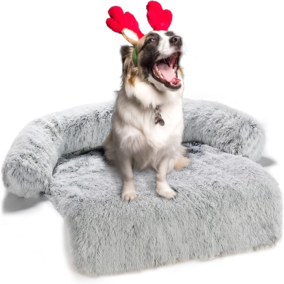 Calming Dog Bed, Soft Fluffy Plush Dog Bed Mat with Removable Washable Cover & Waterproof Liner, Pack of 2 P206544