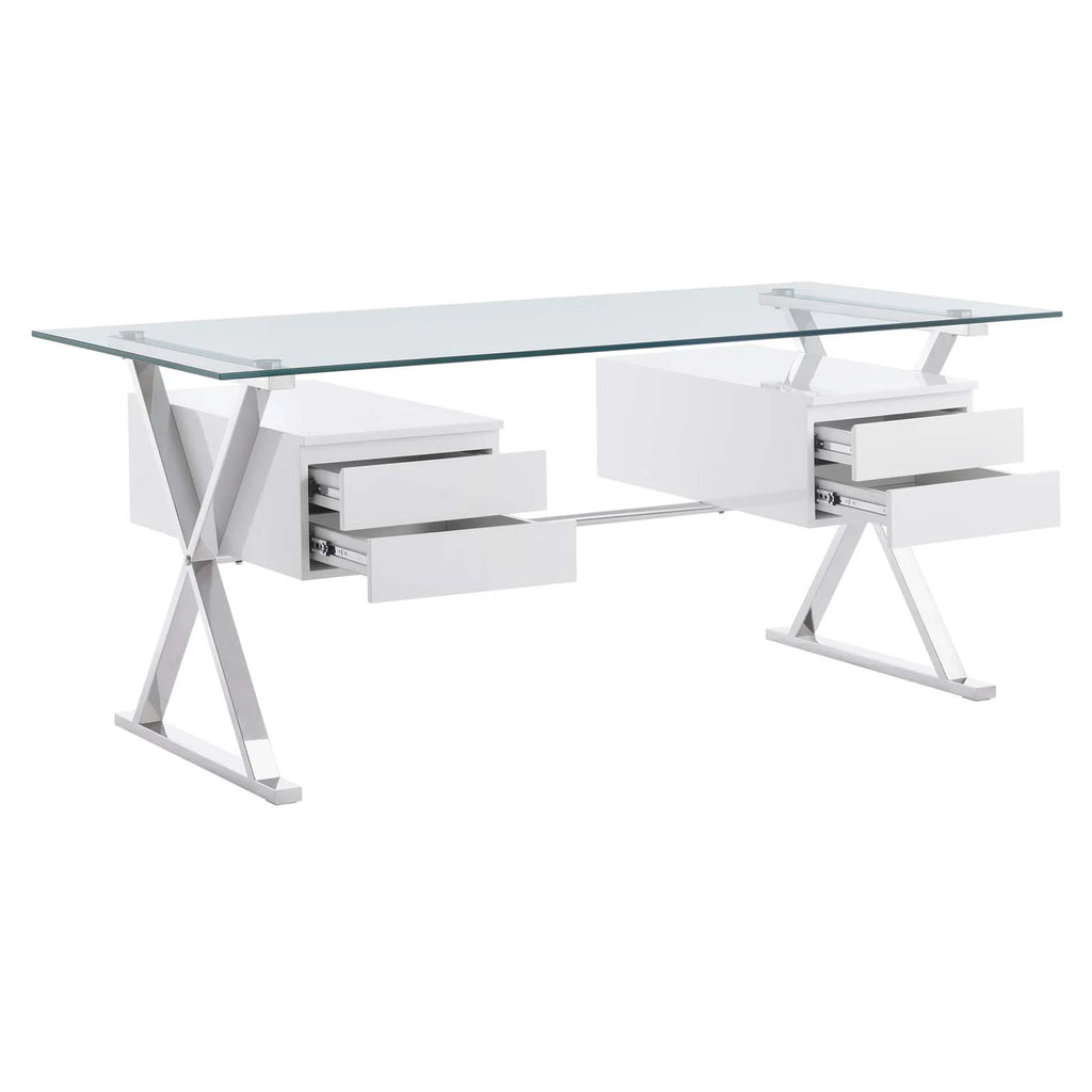 71" Glass Top Office Desk U4182