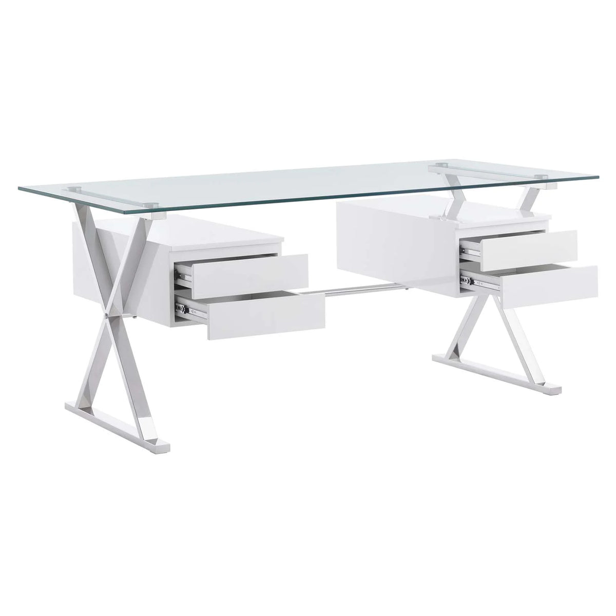 71" Glass Top Office Desk U4182