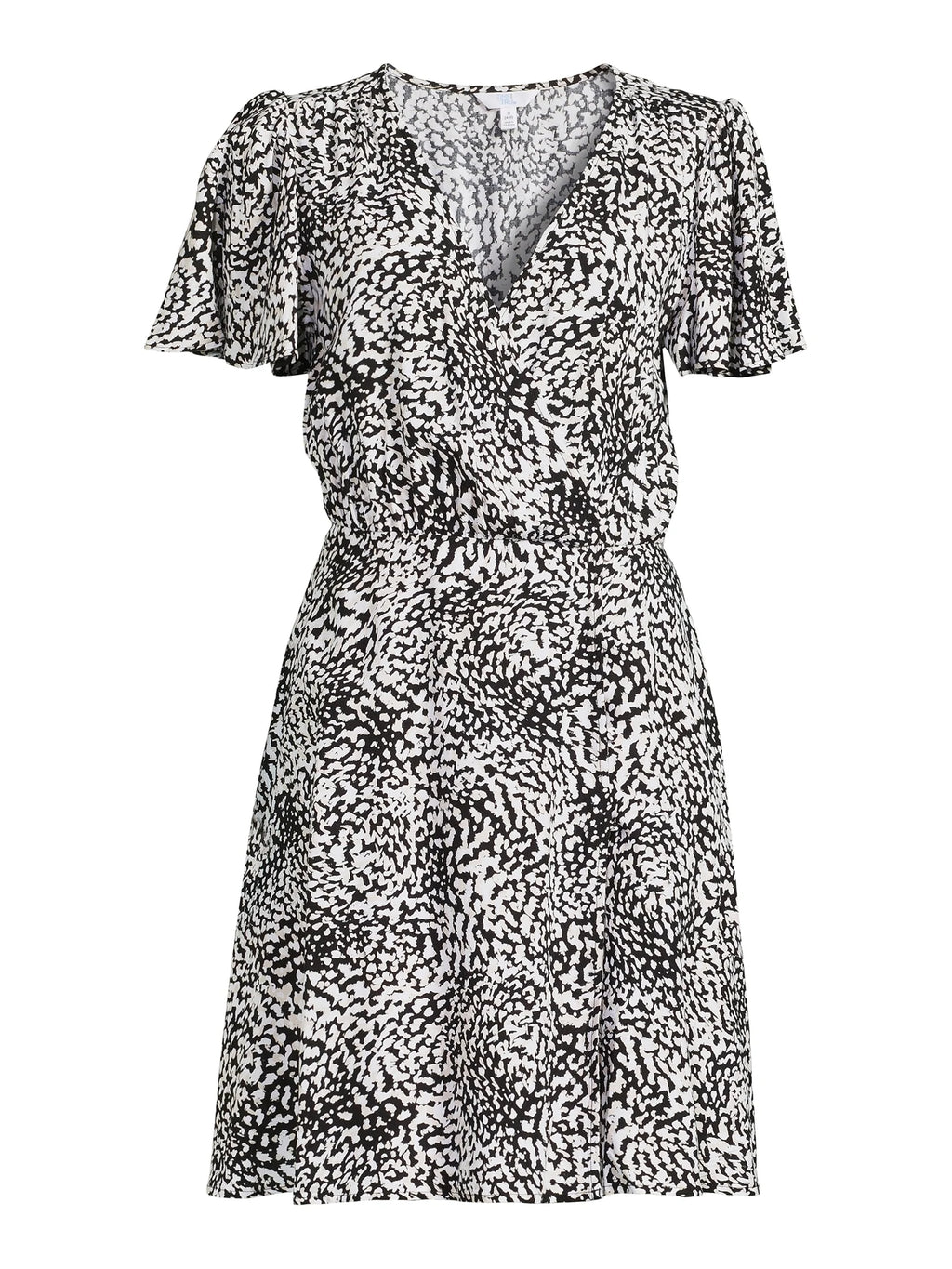 Flutter Sleeve Faux Wrap Dress P9089