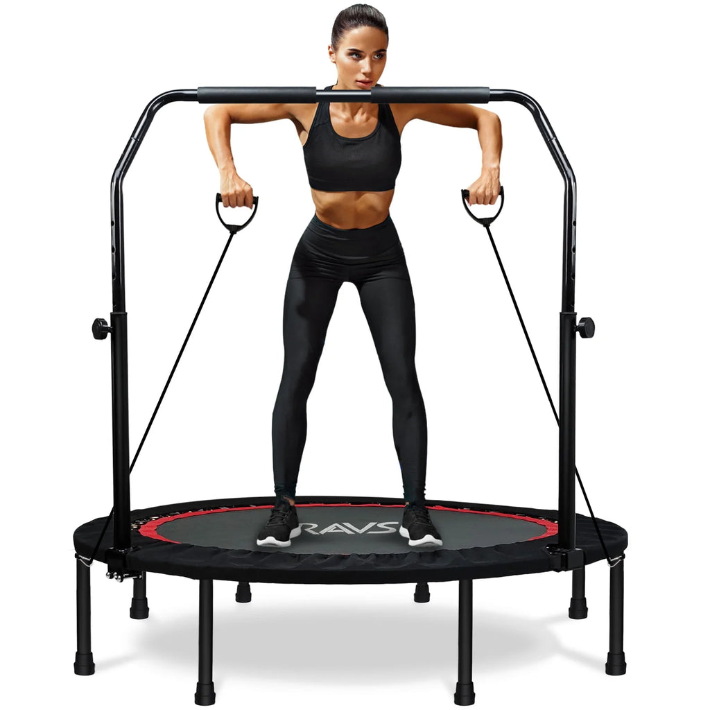 48'' Black Foldable Mini Fitness Trampoline with Handle C815377