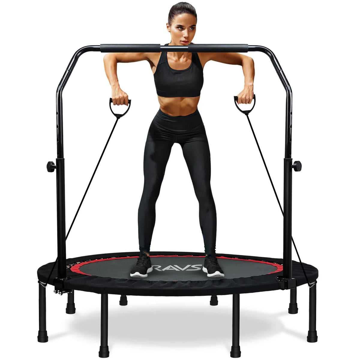48'' Black Foldable Mini Fitness Trampoline with Handle C815377