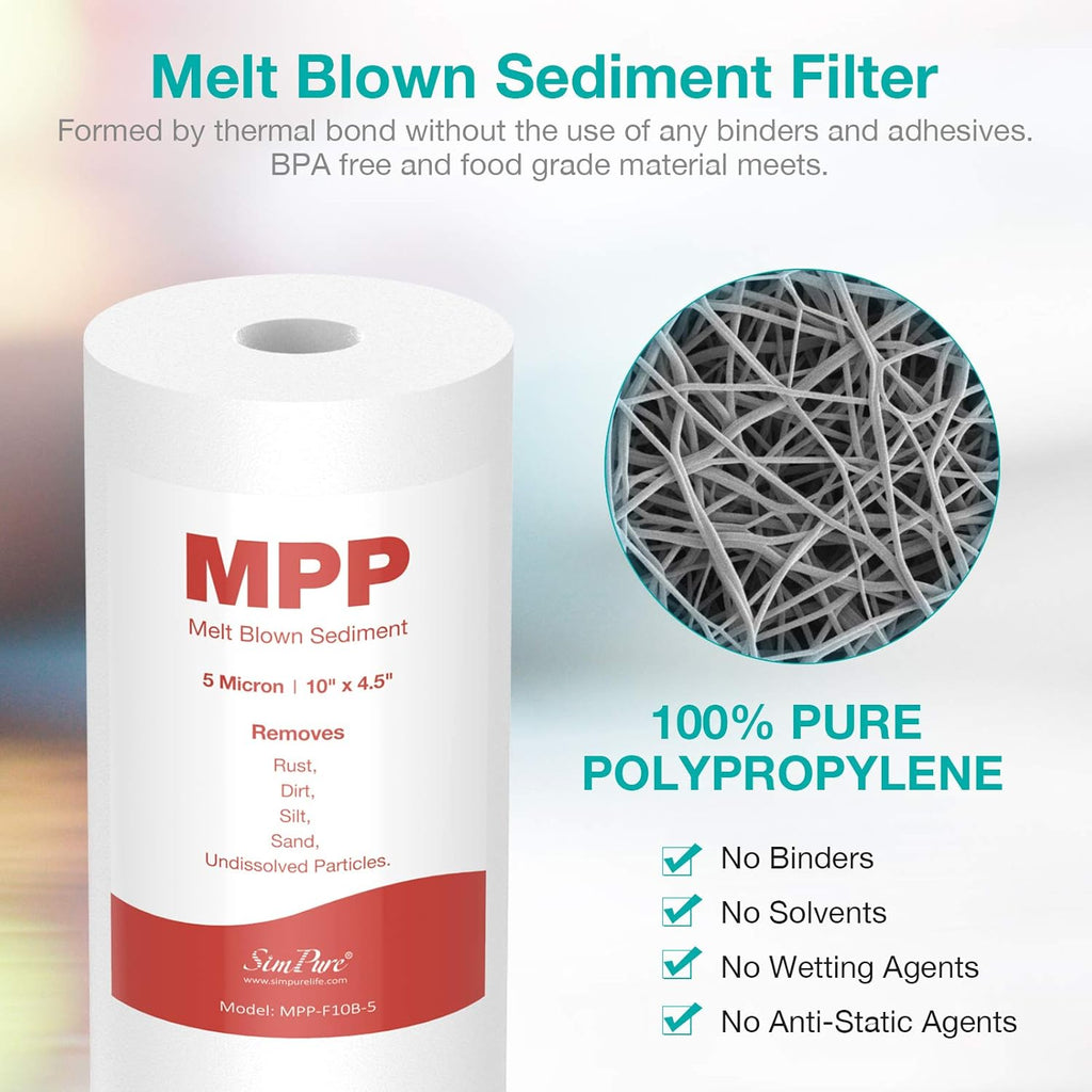 10" x 4.5" 5 Micron Whole House Sediment Water Filter Replacement Cartridge (8 Pack) X9588