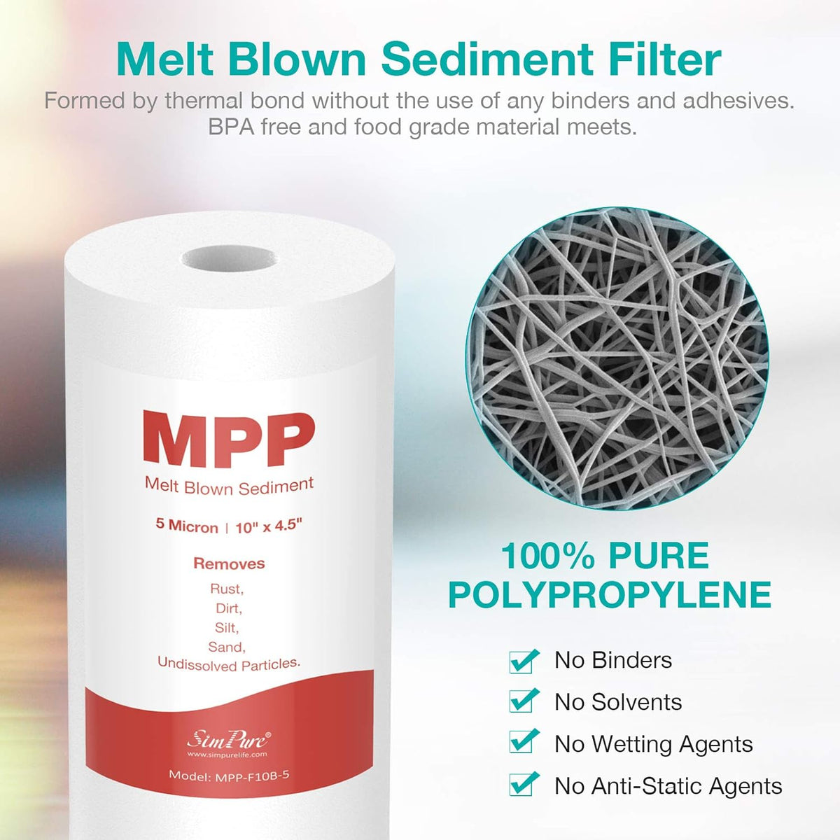 10" x 4.5" 5 Micron Whole House Sediment Water Filter Replacement Cartridge (8 Pack) X9588