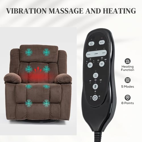 Brown Velvet Oversized Recliner Chair with Footrest V3782