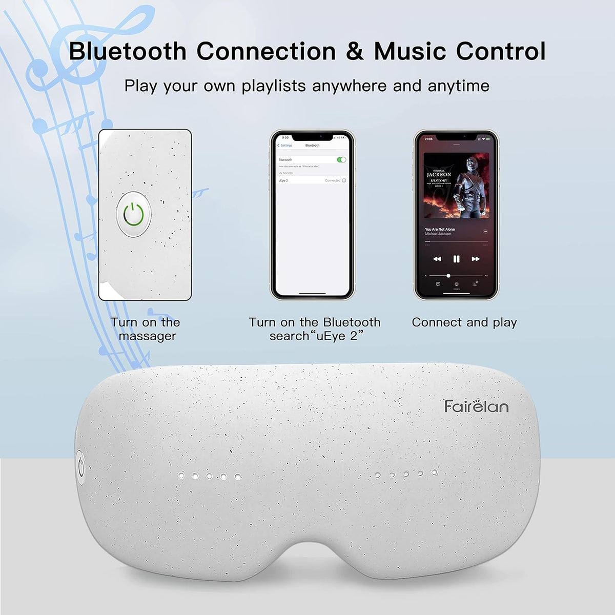 Eye Massager with Heat, Vibration, Vision Window, 3 Modes, Bluetooth Music, USB Rechargeable H901974
