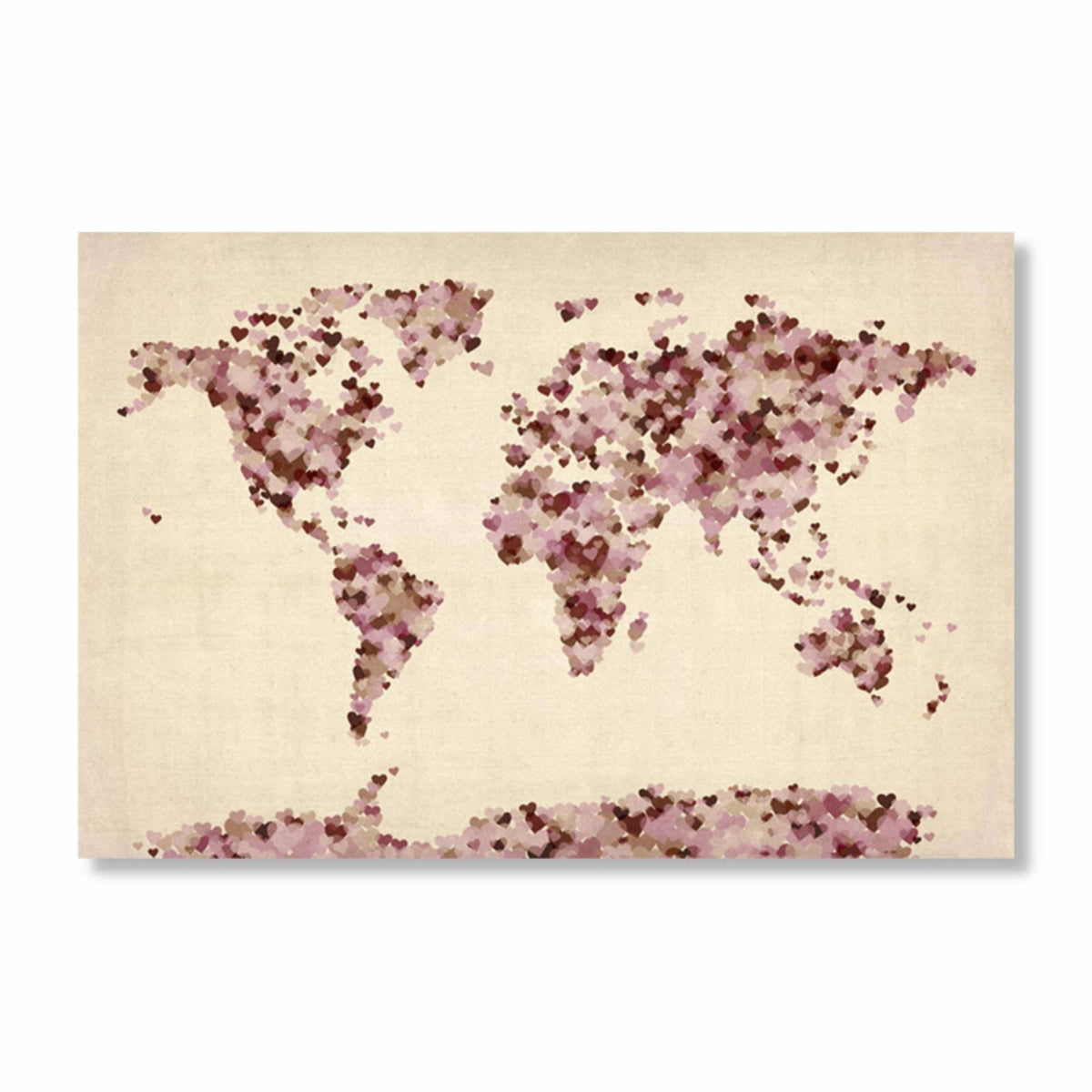 Vintage Hearts World Map Canvas Art P87174