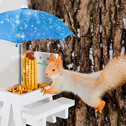 Wooden Squirrel Feeder Table with Umbrella J82746