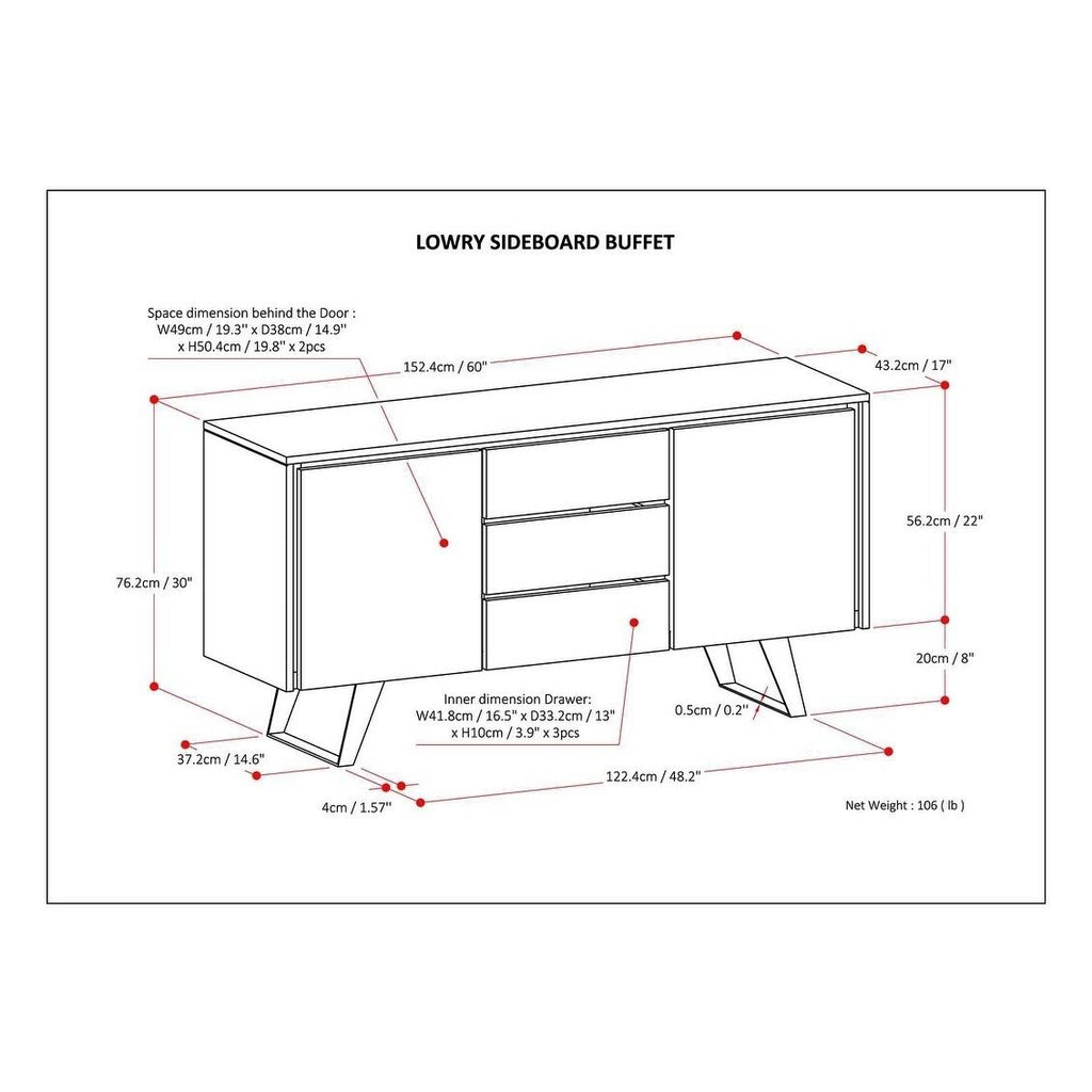 Solid Acacia Sideboard Buffet B468