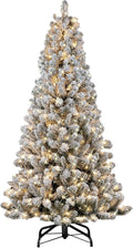 6.5’ Pre-Lit Virginia Pine Flocked Artificial Tree - Clear Lights D764936