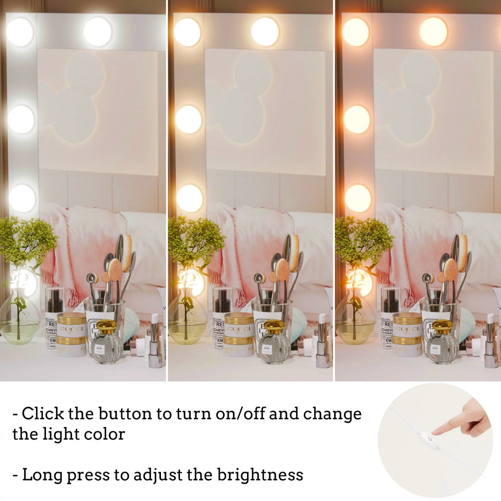 Vanity Desk Set with Lighted Mirror & Stool P510842
