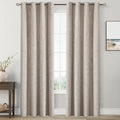 100% Blackout Linen Textured Curtains 2 Panels Set 63 Inch Grommet Z666062