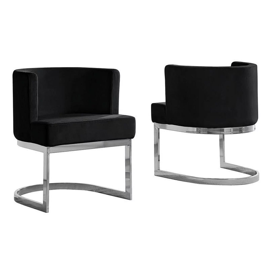 Black Velvet Accent Chair with Chrome Base W3769
