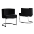 Black Velvet Accent Chair with Chrome Base W3769