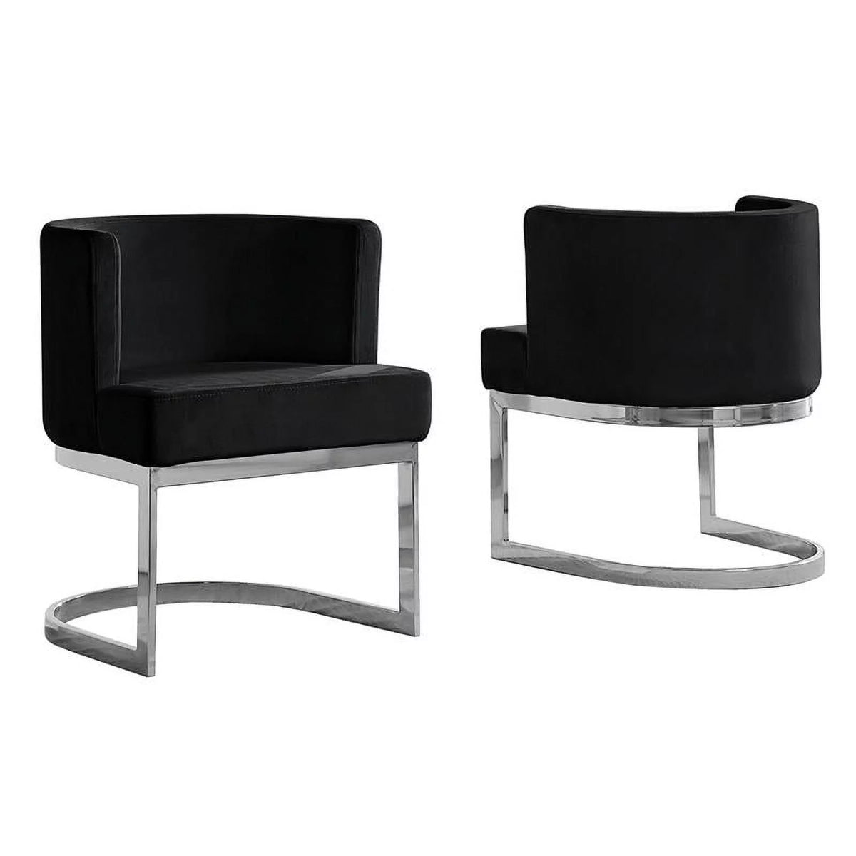 Black Velvet Accent Chair with Chrome Base W3769