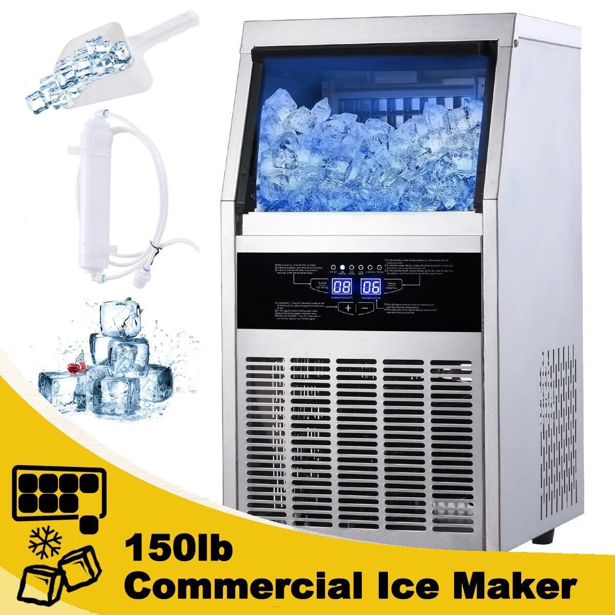 150lb Stainless Steel Commercial Ice Maker N43536