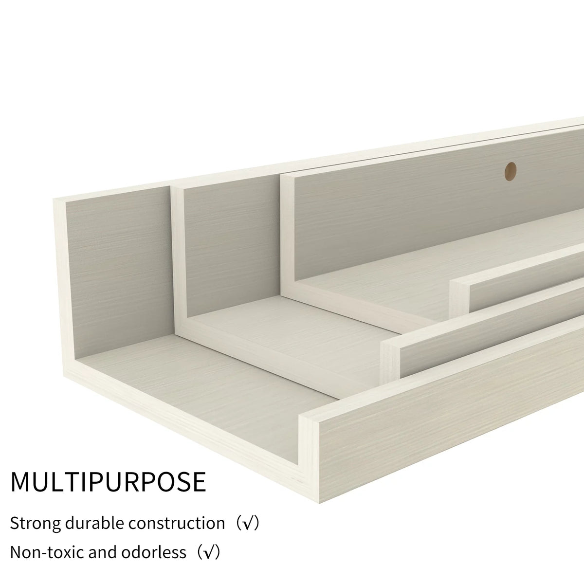 24 Inch Creamy White Beige Wood-Grain Floating Shelves Set of 3 Y258366