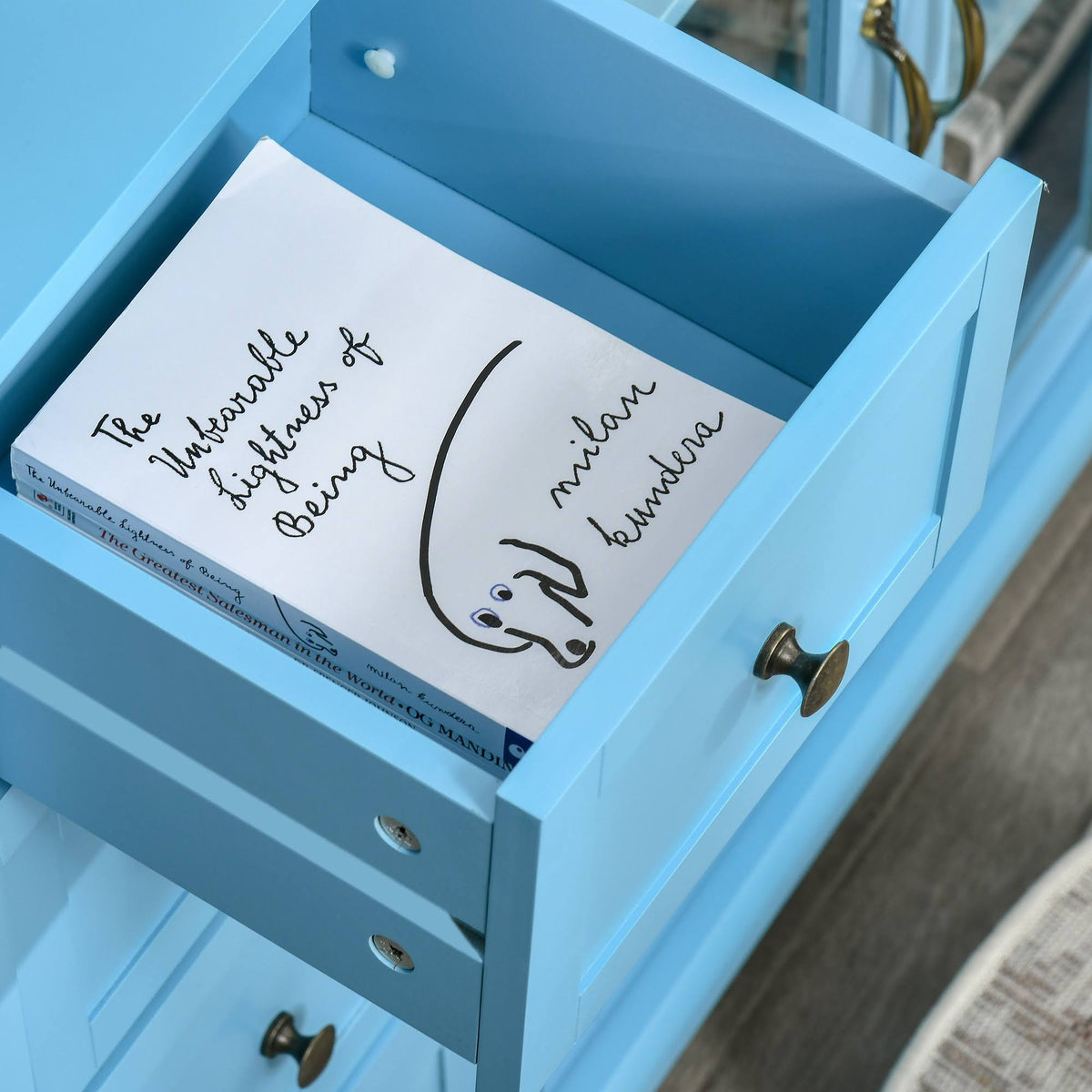 Storage Cabinet with 4 Drawers and Glass Door E14161
