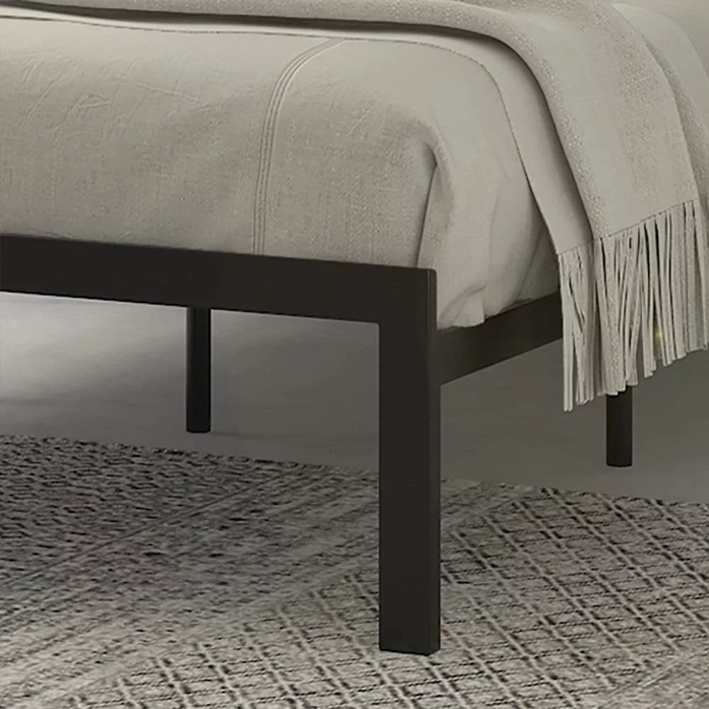 Twin Rustic Style Metal Platform Bed with Headboard and Metal Slats, Brown I118740